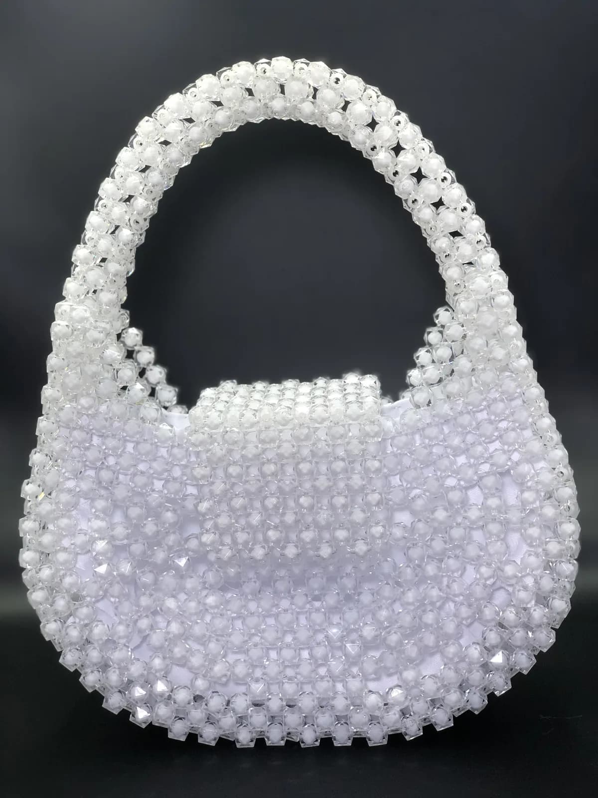 ÒṢUN EXTENDED: Extended white beaded bridal handbag, made to order in White